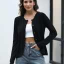 CiCiBird Women Striped Cardigan Sweaters 2025 Fall Button Knit Jacket Trendy Casual Long Sleeve Coat (Black, XL)