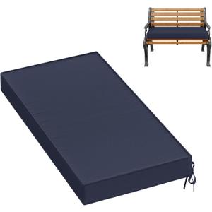 Premium Outdoor Bench Cushions for Patio Furniture 3.5inches Memory Foam Bench Cushion Waterproof Fade Resistant Porch Swing Cushions with Straps 36x18 Inch Navy Blue