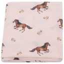 LifeTree Baby Swaddle Blankets, Muslin Swaddle Blankets Boys Girls Swaddling Wrap Receiving Blanket for Newborn, 70% Viscose Bamboo and 30% Cotton, Large 47" x 47", Horse Pattern