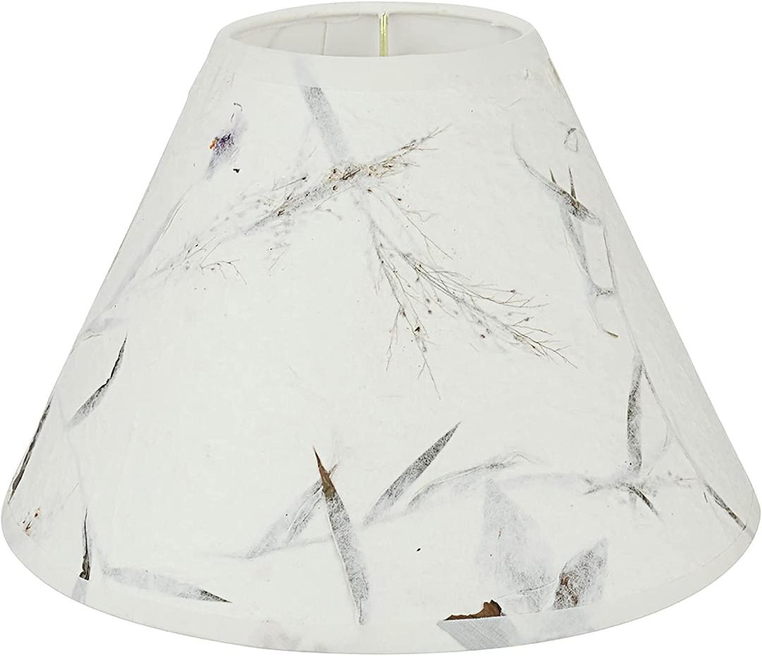 Aspen Creative 58752A, Hardback Empire Transitional UNO Lamp Shade, Off White with Leaves and Petals in Paper, 4" Top x 10" Bottom x 7" Slant Height, Slip 33mm