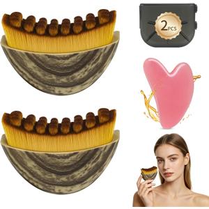 Lymphatic Contour Face Brush with Gua Sha Tool - 2 Pcs Lymphatic Face Brushes with GuaSha Tool for Face