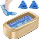 Upgraded Large Automatic Shoe Cover Dispenser, Waterproof & Non-Slip with 200 Disposable Covers, Fits Mens Shoes to Size 12, Heavy Duty for Home, Office, Factory, Indoor Use, Gold Decorative Design