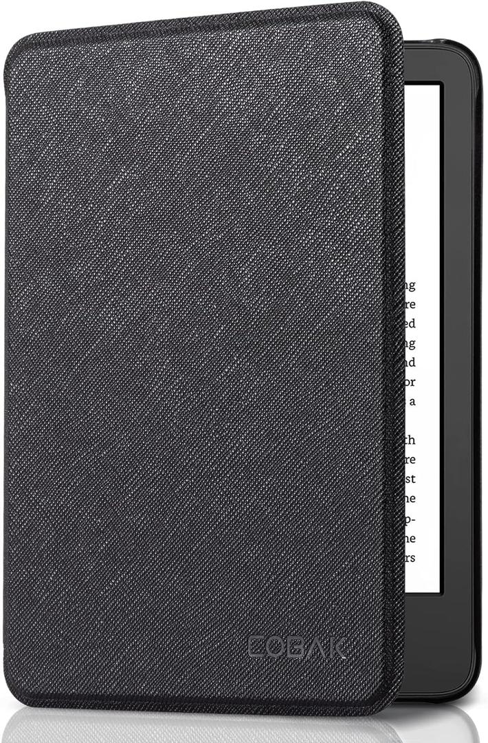 CoBak Case for All New 6 Inch Kindle 2024 and 2022 (11 Generation) - PU Leather Smart Cover, Auto Sleep and Wake, Premium Protective Case for Kindle Basic (*Black Crossgrain)