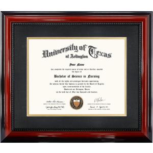 11x14 Diploma Degree Frame with Mat or Display 15x18 Certificates without Mat,Solid Wood,Cherry Finish with Intricate Black Rope Detail,UV Protection Acrylic (15x18 for 11x14 with Mat)