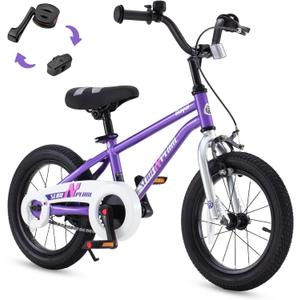 RoyalBaby Bike EZ Kids Bike, Balance and Pedal Bicycle, Coaster with Kickstand, 14 Inch Toddlers to Big Kids 3-10 Years, 14