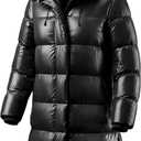 wantdo Women's Long Winter Coat Thicken Puffer Jacket Warm Hooded Parka (Black, M)