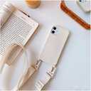 Crossbody Phone Case Compatible with iPhone 11 Pro Max, Cute Soft Silicone Cover with Lanyard Adjustable Shoulder Strap Shockproof Protector Women Girls White