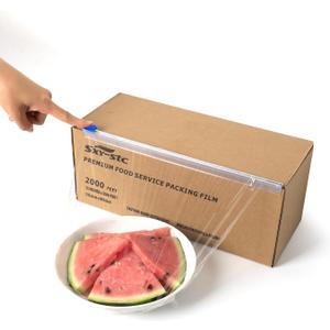 Plastic Food Wrap Thick Enough for daily use Stronger for Comercial Use Durable With Slide Cutter 12"wide 2000 Feet long Home and Commercial Use Food Service
