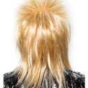 Spooktacular Creations Halloween Blond Spiked Rock in Roll Wig with Earrings and Necklace,80s Diva Wig Women Rockstar for Adult Big Spiky Hair Blond Rock Star Costume Cosplay Dress-up Party Accessory (Gold)