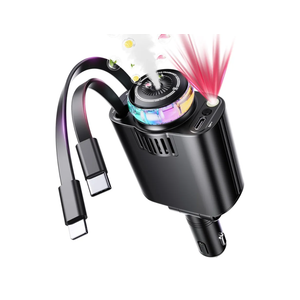 Retractable Car Charger with Aromatherapy and Starlight, 5 in 1 USB C Car Charger Adapter, 69W Fast Charging Cars Phone Chargers, Cars Air Freshener Compatible with iPhone 16 15 14 13 12 and Android