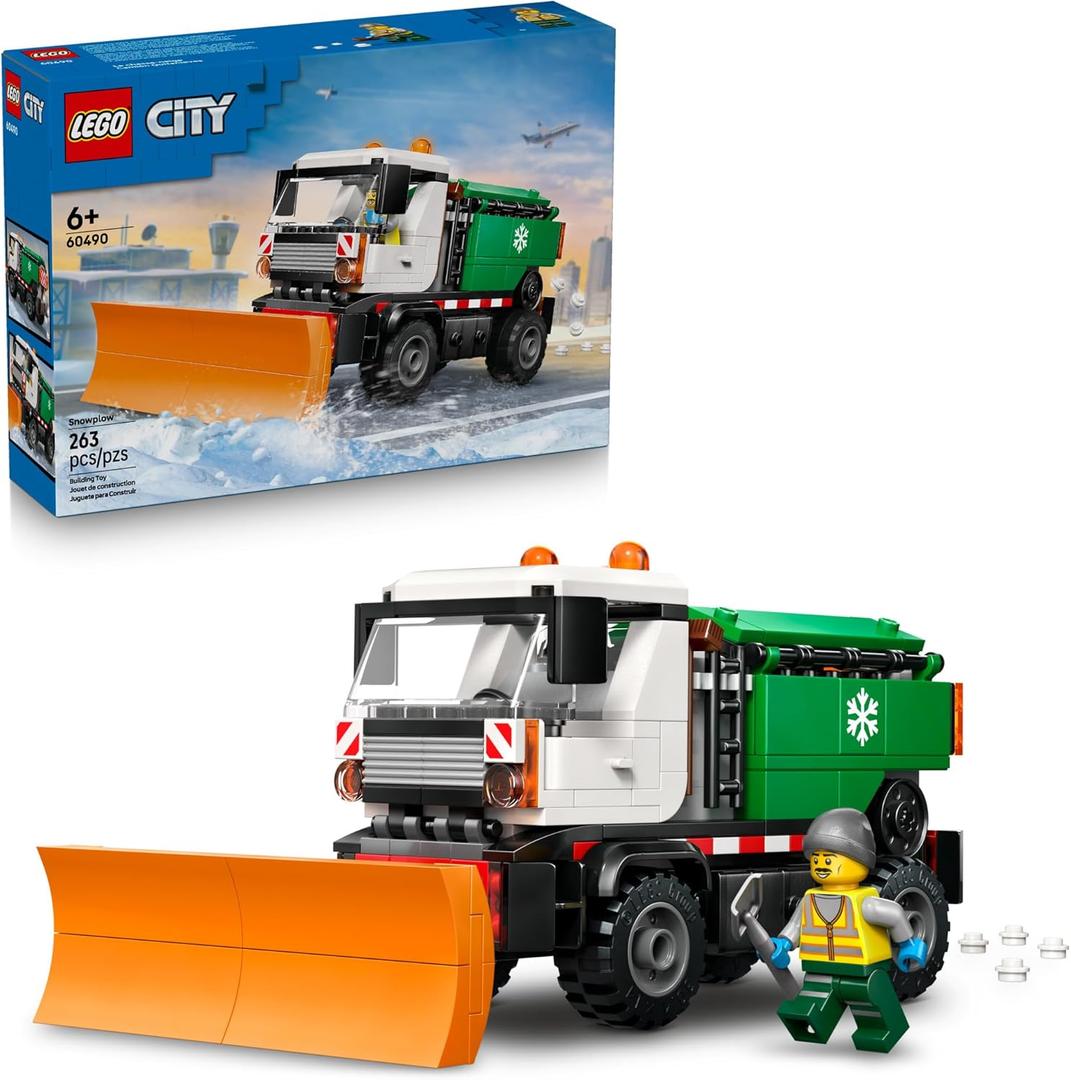 LEGO City Snowplow Truck Building Toy for Kids - Pretend Play Vehicle for Boys & Girls, Ages 5+ - Toy Truck W/Movable Plow & Driver Minifigure - Gift Idea for Birthdays - 60490