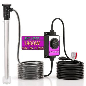 1800W Small Submersible Pool Heater for Above Ground Pools, 120V Immersion Water Heaters with Thermostat, Portable Hot Tub GFCI Plug for Baptismal Pool Warmer Baptistry Water Heater