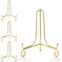 Artliving Metal Plate Stands for Display - 8-Inch Adjustable Easel Holders for Decorative Plates, Picture Frames and Cookbooks - Gold (4-Pack)