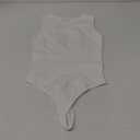 Women's Tummy Control Shapewear Bodysuit High Neck Seamless Body Shaper Sleeveless Racerback Thong Body - White M/L-N0827