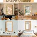 Rattan Rectangular Mirror 24x36, Boho Decorative Wall Mirror for Bathroom, Farmhouse Vanity Mirror for Nursery, Bedroom, Living Room Decor, Nursery & Children's Room