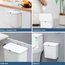 2.4 Gallon Kitchen Compost Bin for Counter Top or Under Sink, Hanging Small Kitchen Trash Can with Lid, Wall Mounted Waste Basket Bin Garbage Can for Bathroom (White)