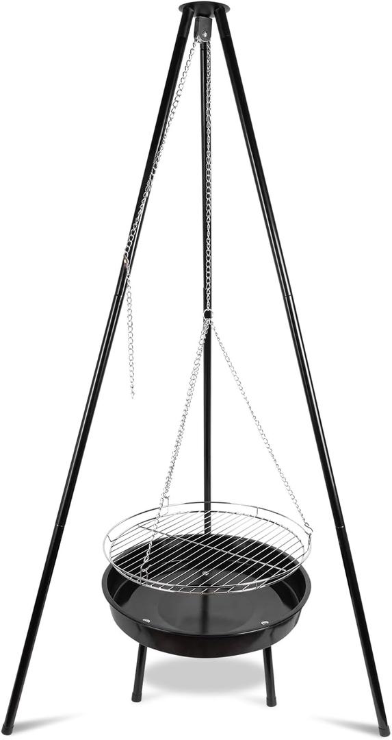 guogiyala Tripod Grill - Camping Fire Portable griil with Adjustable chain, suitable for outdoor camping and backyard cookouts