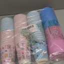 50 Pcs Christmas Disposable Coffee Hot Drink Cups, 12 Oz Xmas Winter Insulated Corrugated Ripple Wall Pink Blue Paper Cups with Pink Blue Lids for Christmas Party Home Office Decoration Supplies