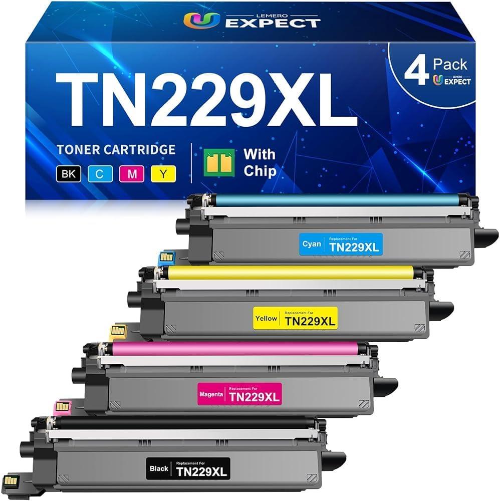 LEMERO UEXPECT Compatible Replacement for Brother TN229XL TN229 TN 229XL High Yield Toner Cartridges for MFC-L3720CDW MFC-L3780CDW HL-L3280CDW Printer, TN229XLBK/C/M/Y 4 Pack