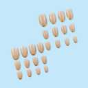 8 x French Tip Press on Nails Short Almond Fake Nails with Designs Reusable Gold French Acrylic Nails Full Cover French Tips False Nails Nude Stick on Nails for Women Girls Manicure Nail Decoration 24Pcs