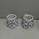 2 Set Small Pleated Block Print Light Blue Lamp Shade, Floral Spider Blue Pleated Lamp Shades, Replacement Lampshade 4" Top x 6" Bottom x 5" High Spider with Harp and Fitting