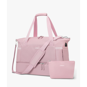ETRONIK Gym Bag for Women, 47L Carry On Travel Duffel Bag with Shoes Compartment, Weekender Overnight Bag with Wet Pocket & USB Charging Port for Women, Travel, Gym, Weekend, Large Size (Pink