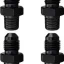 4AN Male Flare to 1/8" NPT Pipe Fitting Adapter Aluminum Straight Black, Pack of 4