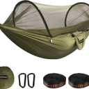 Chihee Ultra-Light Travel Camping Hammock Pop-up Net Hammock 660lbs Load Capacity,Breathable,Quick-Drying Parachute Nylon 2 Premium Carabiners,2 Tree Slings Included for Outdoor Backpacking Hiking (Army Green)