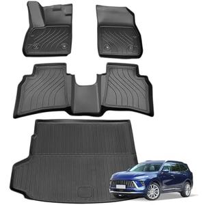 Floor Mats & Cargo Liners Compatible for 2021 2022 2023 2024 2025 Buick Envision, All Weather 2 Row Floor Liners and Trunk Mats, Full Set Automotive Mat Accessories Odorless Anti-Slip-Black