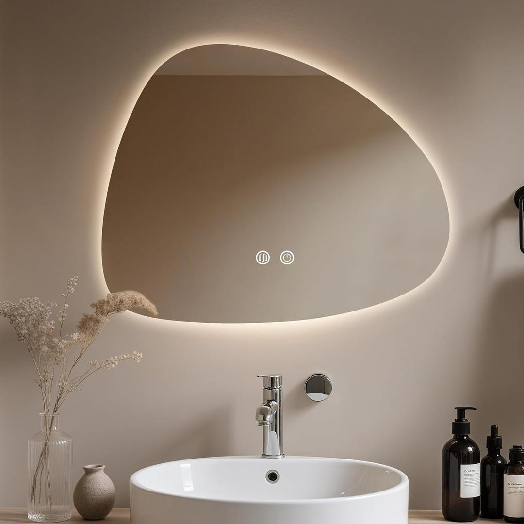 HOMECOOKIN LED Bathroom Mirror with Lights, 20 x 25 Inch Backlit LED Bathroom Mirror, Anti Fog Mirror for Bathroom, 3 Colors and Dimmable Light,Horizontal/Vertical (Clear)
