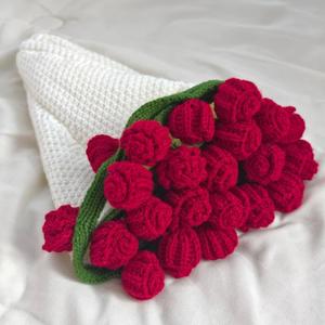 Crochet Flowers Bouquet Blanket, Handmade Rose Blankets, 24Inch Round Floral Soft Romantic Gifts for Kids Birthday, Mother's Day, Valentine's Day, Home Decor, Bed, Sofa