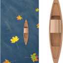 STOBOK Wooden Boat Model 9.84 Inch Small Rowboat Craft Natural Desktop Ornament for Home Office Bedroom Decoration (25.00X5.00X4.50CM)