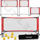 Mini Pickleball Dink Net, Small Size Set 4ft + 7ft, Paddles, Court Markers, 6 Balls, Bag, Rebounder Practice Trainer, Master Pickle Ball, Home Equipment Portable, Adjustable, Indoor, Outdoor, Driveway