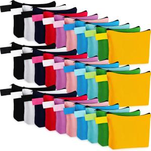 Frienda 40 Pack Canvas Makeup Bags Bulk Cosmetic Bags with Bottom Travel Canvas Zipper Pouch Multi Purpose Blank for Women Purse Toiletry Pencil DIY Craft, 10 Colors(7.4 x 5.1 x 1.7 Inch)