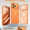 TOCOL for iPhone 17 Pro Case, Compatible with Magsafe Charger, Full Camera Protection, Translucent Matte Phone Case for 17 Pro 6.3 inch (Orange)