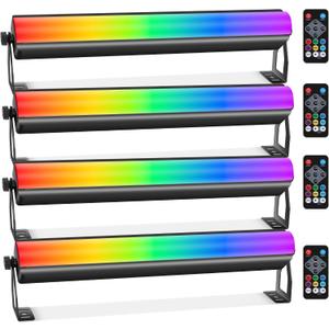 LED Stage Lights Bar,4Pack 108LEDs RGB+W DMX Lights Bar with Detachable Cover 2IN1 Pixel&Strobe Uplights Strip by Remote Control DMX512 Sound Activated for DJ Party Wedding Stage Gig Club