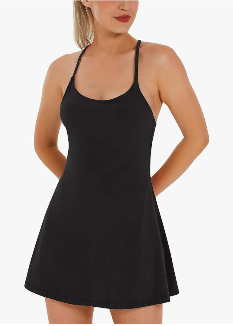 Womens Tennis Dress, Athletic Dress with Built-in Bra & Shorts Pockets Summer Dresses for Women Golf Outfits for Workout Size L