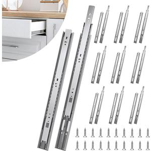 10 Pairs 16 inch Soft Close Drawer Slides 12 14 16 18 20 22 inch Full Extension Ball Bearing Side Mount Drawer Rail Runner Glide 100lb Load Capacity Dresser Cabinet Kitchen Slow Close Silver