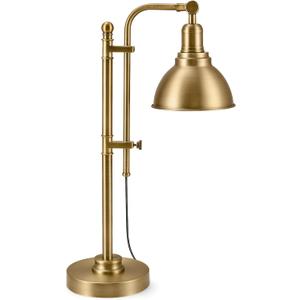 VONLUCE Rustic Desk Lamp Gold Adjustable, Industrial Style Metal Task Lamps 25"-29", Vintage Work Light, Farmhouse Reading Lamp in Brushed Gold Finish, ETL Certificate (Brass)