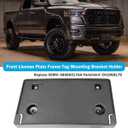 Front License Plate Frame for Dodge Ram 1500 2025 2026 Front Bumper License Plate Holder Mounting Bracket Cover Replace # 68566317AA CH1068178