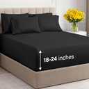 Extra Deep King Sheet Set - 6 Piece Breathable and Cooling Sheets - Hotel Luxury Bed Sheets Set - Easy & Secure Fit - Soft, Wrinkle Free and Comfy Sheets Set - Black Sheet Set with Extra Deep Pockets