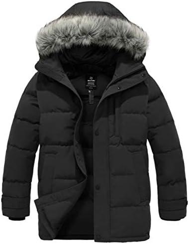 wantdo Men's Winter Jacket Thicken Winter Coat Warm Puffer Jacket with Faux Fur Hood, S