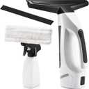 Window Vacuum Squeegee Cordless, Handheld Window Vac with Multi-Purpose Spray Bottle & Microfiber Cloth, Electric Cleaning Tool for Windows, Mirror, Countertop (White Black)