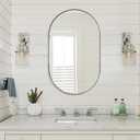 ANDY STAR Brushed Nickel Oval Bathroom Mirror, 20x33 inch Pill-Shaped Mirror for Wall HD Reflection Metal Frame Mirror for Bathroom Hang Vertical or Horizontal