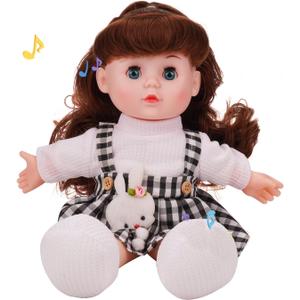 13Interactive Baby Dolls, Sweet Smile Face Baby Doll with Soft Body and Open/Close Eyes,Realistic BabyDollswith HairforKids Age3+ (White)