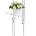 Acrylic Podium Stand Portable, Rolling Podium with Wheels, Clear Podium with Storage Shelf, Lockable Wheels, Adjustable Height pulpits for Churches, Classroom, Weddings, Speech