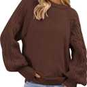 PRETTYGARDEN Womens Sweaters Spring Fashion 2026 Crew Neck Cable Knit Casual Loose Chunky Tunic Sweater Winter Clothing (Brown, XXL)
