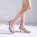Goderci Kitten Flip Flop Thong Low Heels for Women Square Open Toe Slip On Heeled Sandals, Size 9