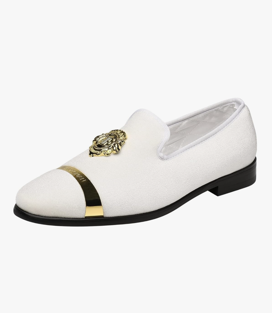 ELANROMAN Men's Velvet Loafers Dress Fashion Wedding Party Prom Shoes Size 10.5