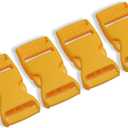 4 Pcs Yellow Buckles for Straps 1 inch Plastic Belt Buckle 25mm Dual Adjustable No Sewing Quick Side Release Plastic Buckle Clips for Backpack Outdoor Paracord Bracelets Pet Collar Craft Accessory